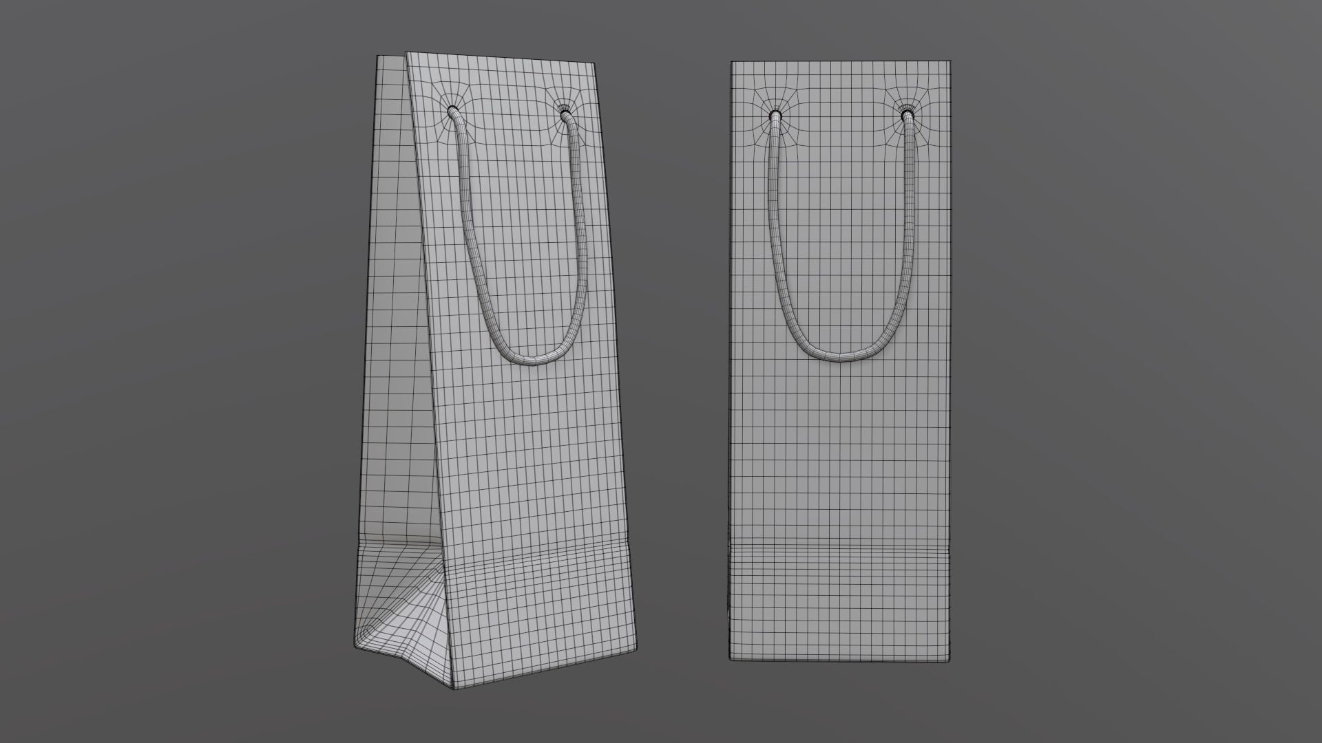 Paper gift food store bag slim with string handle 01 3D model_5