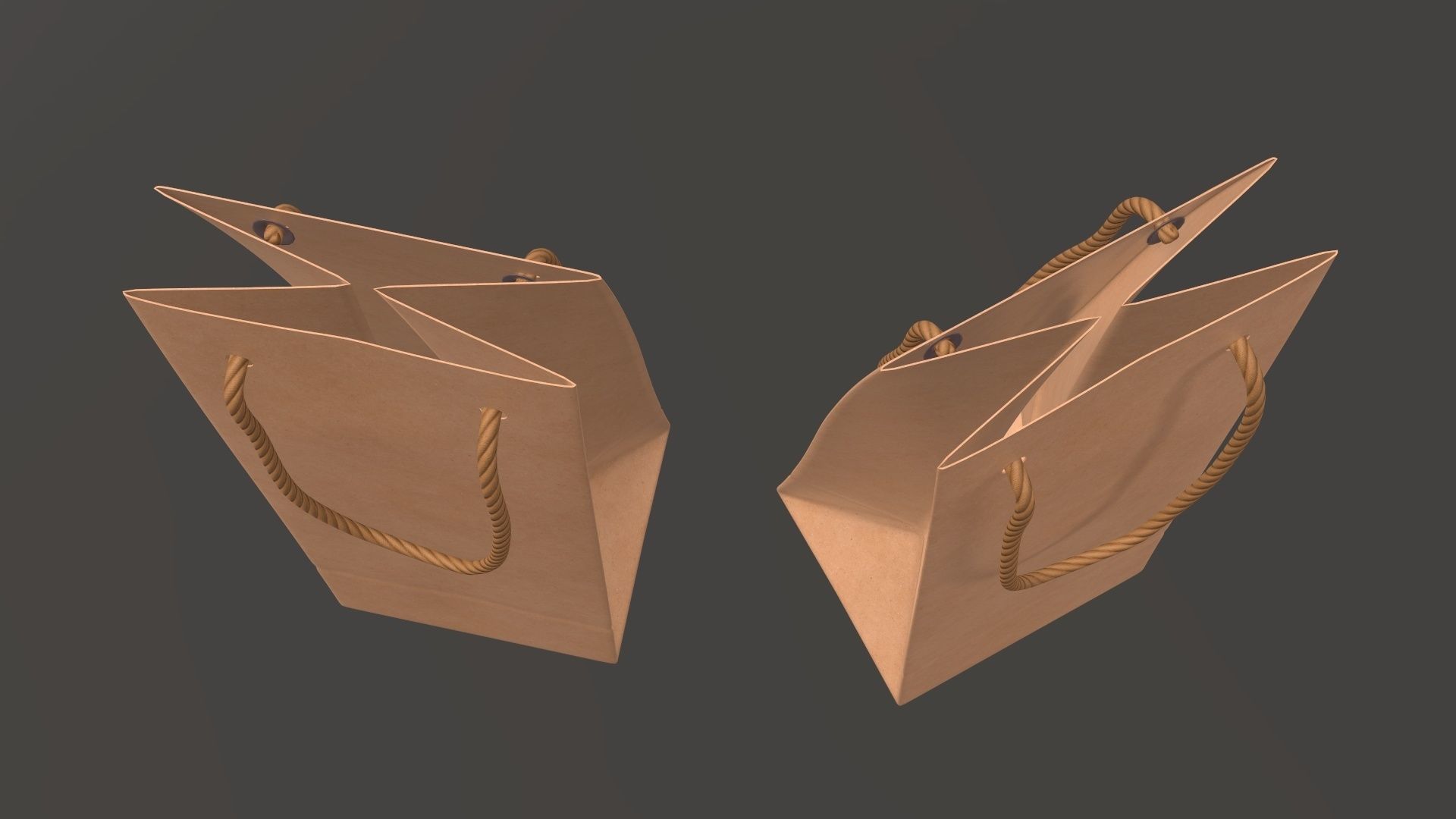 Paper gift food store bag slim with string handle 01 3D model_3