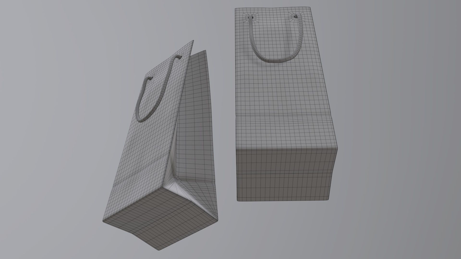 Paper gift food store bag slim with string handle 01 3D model_8