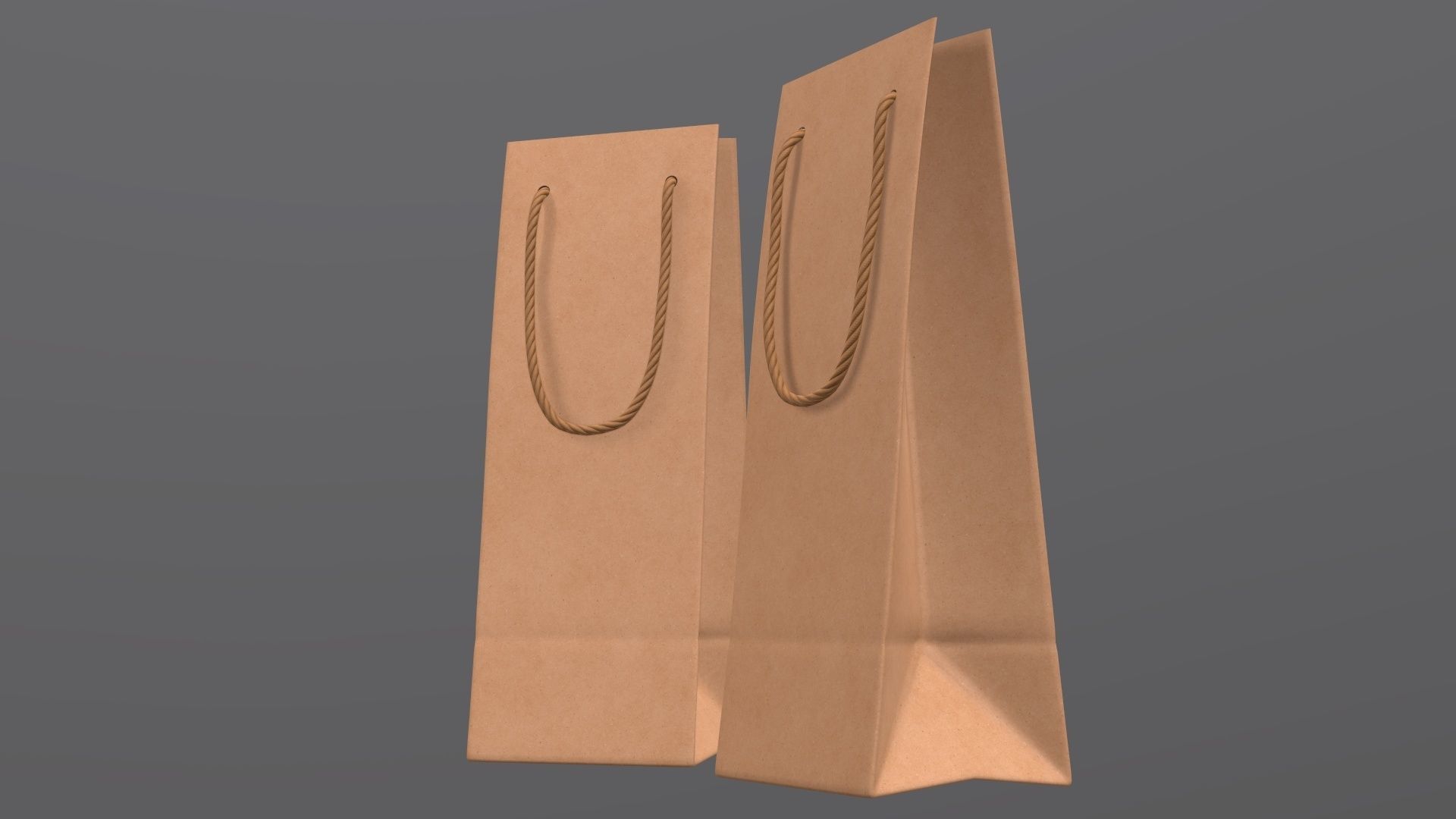 Paper gift food store bag slim with string handle 01 3D model_2