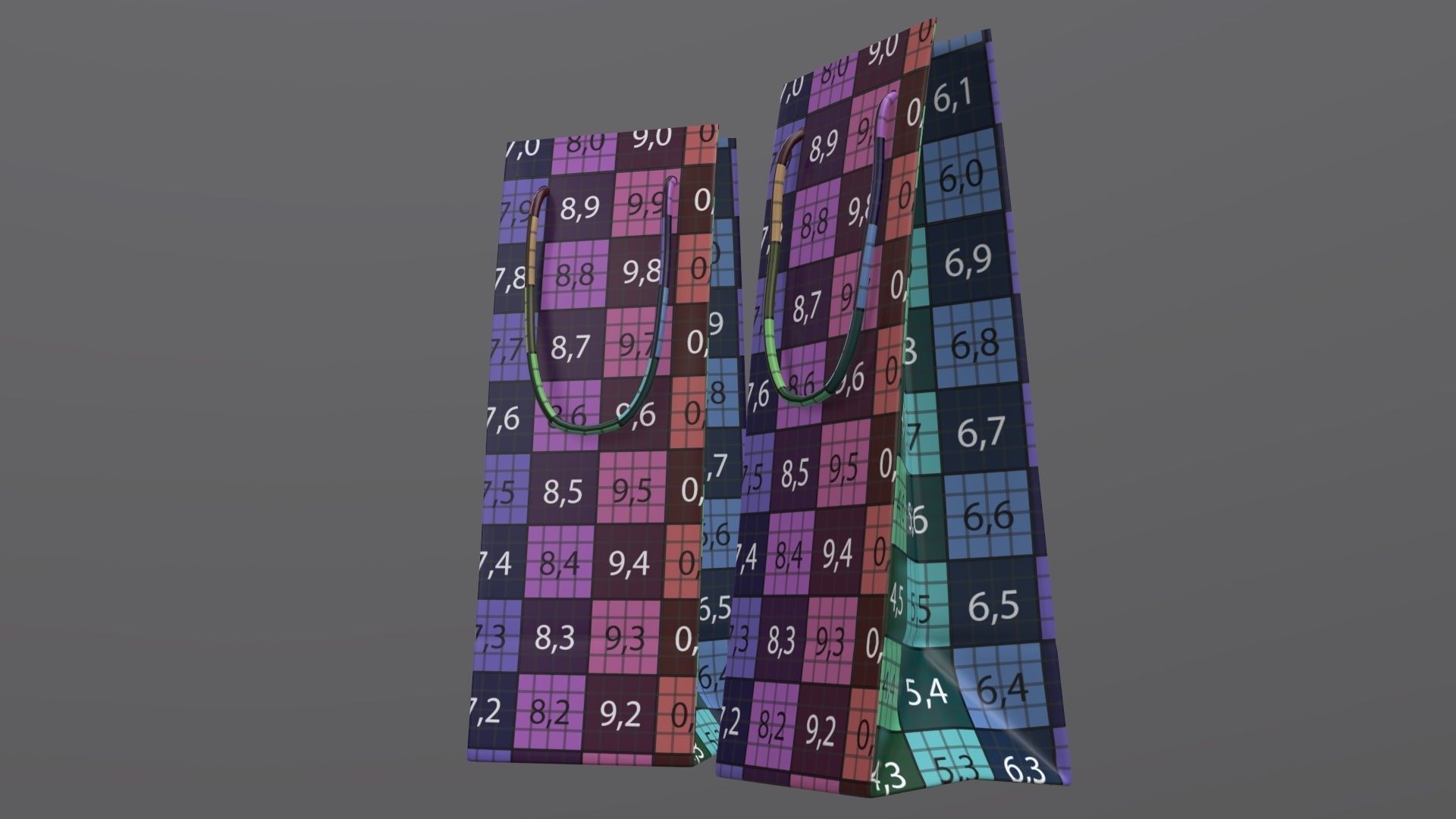 Paper gift food store bag slim with string handle 01 3D model_10