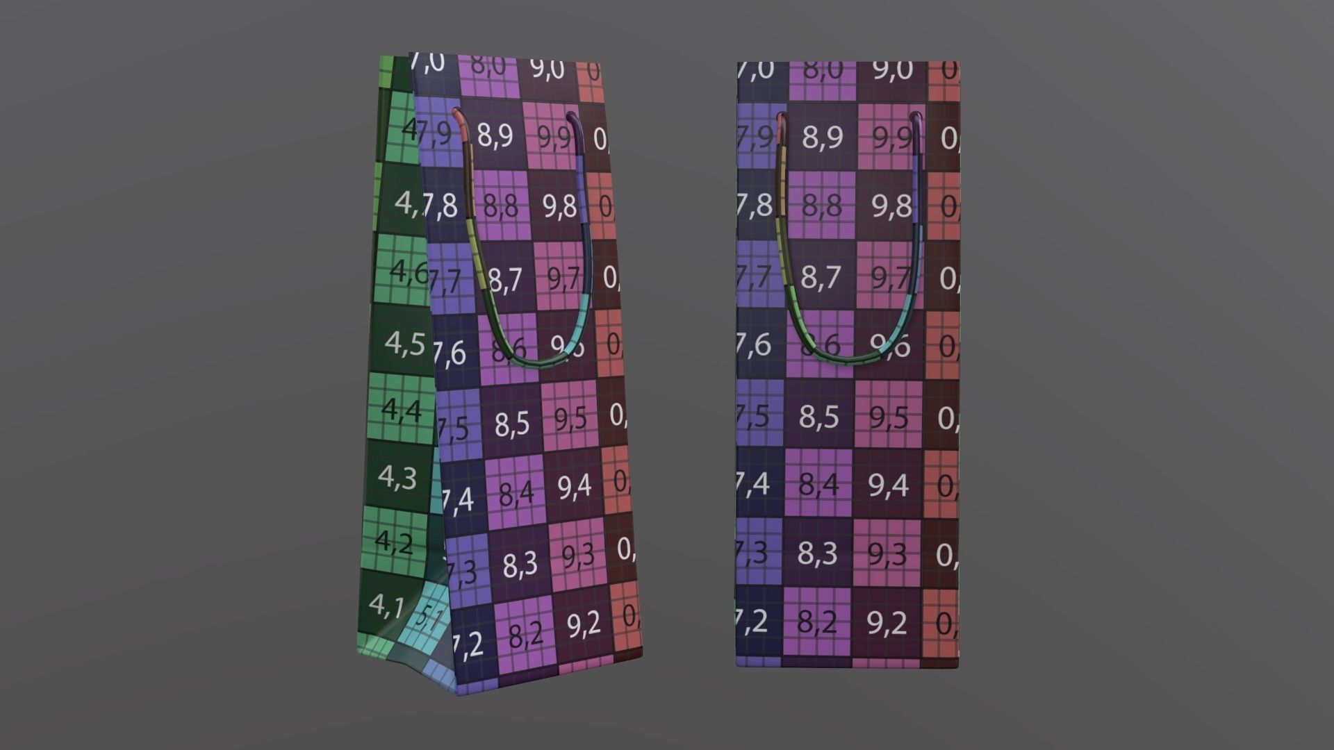 Paper gift food store bag slim with string handle 01 3D model_9