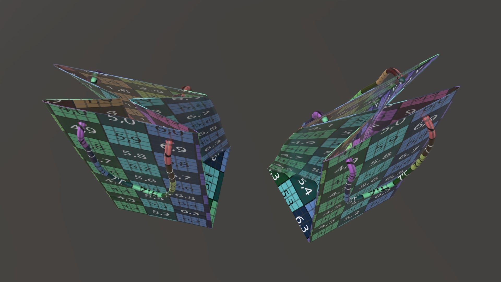 Paper gift food store bag slim with string handle 01 3D model_11