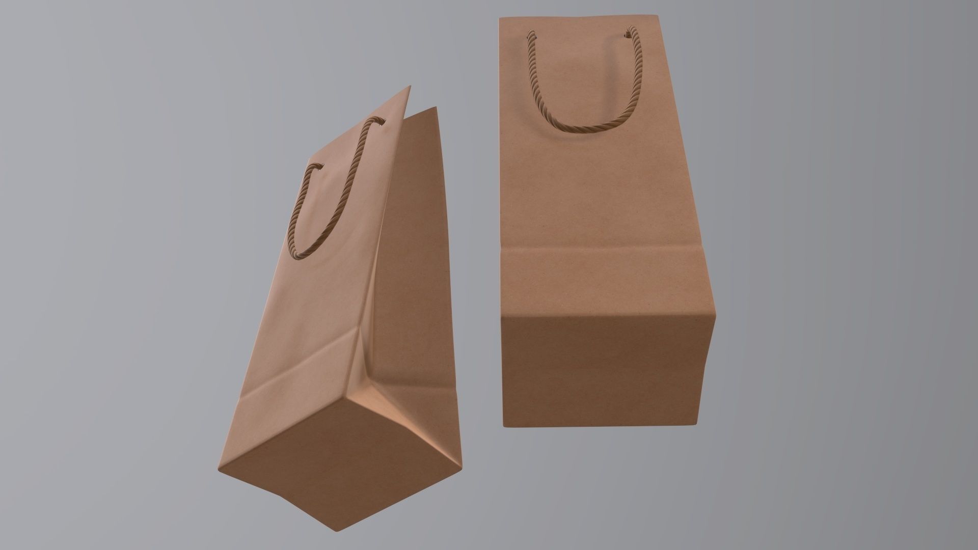Paper gift food store bag slim with string handle 01 3D model_4