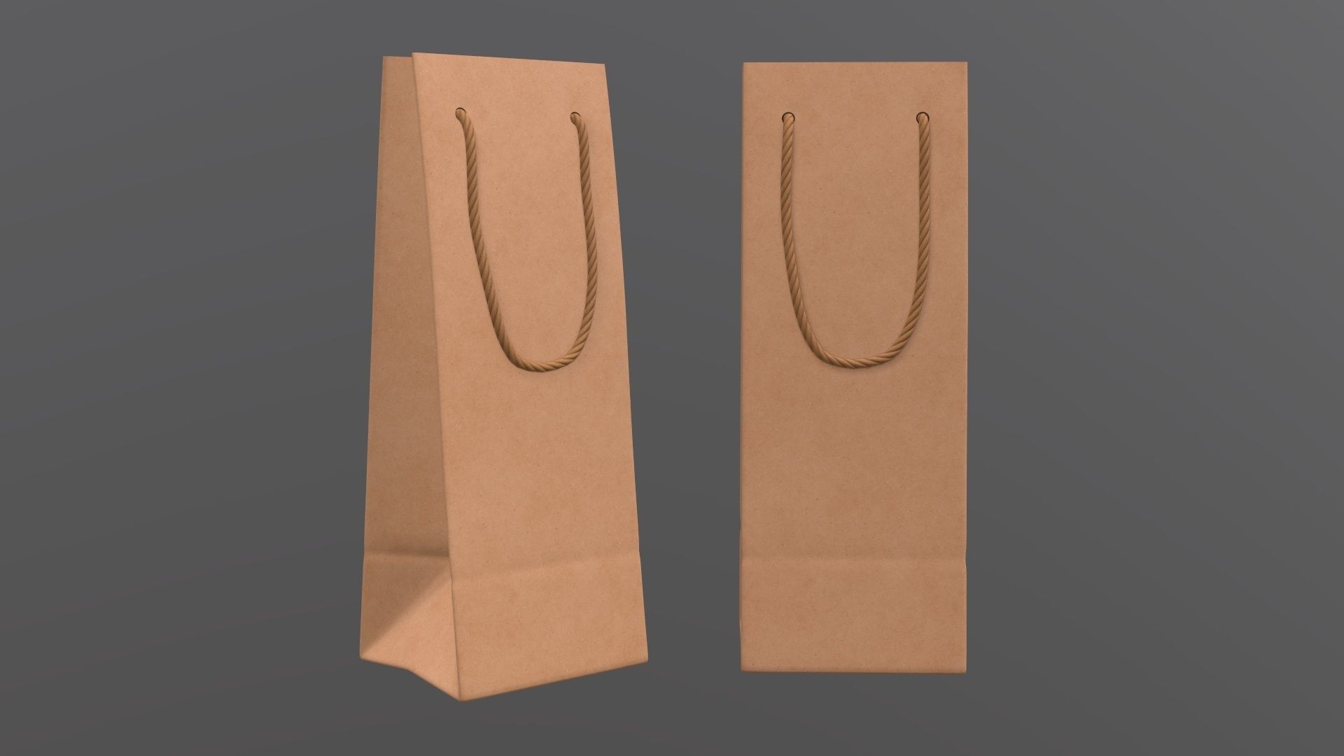 Paper gift food store bag slim with string handle 01 3D model_1