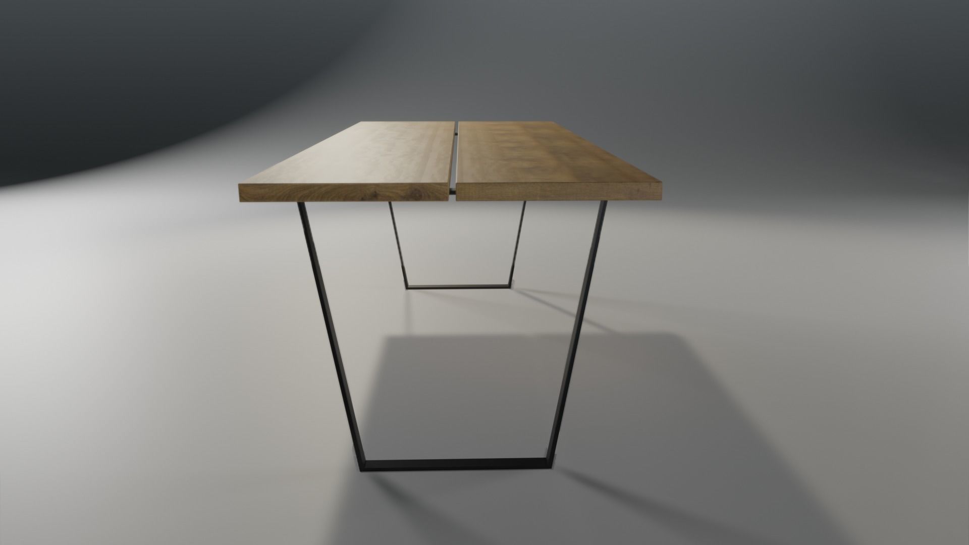 Loft table - oak and metal 3D model_1