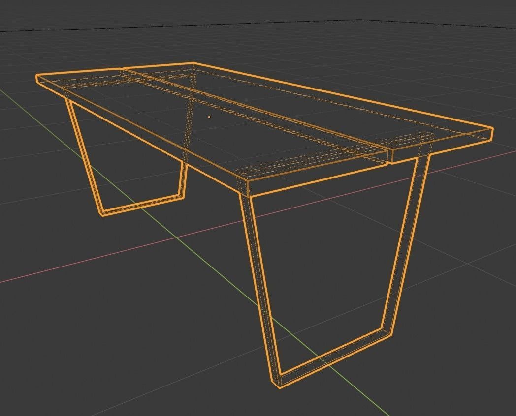 Loft table - oak and metal 3D model_3
