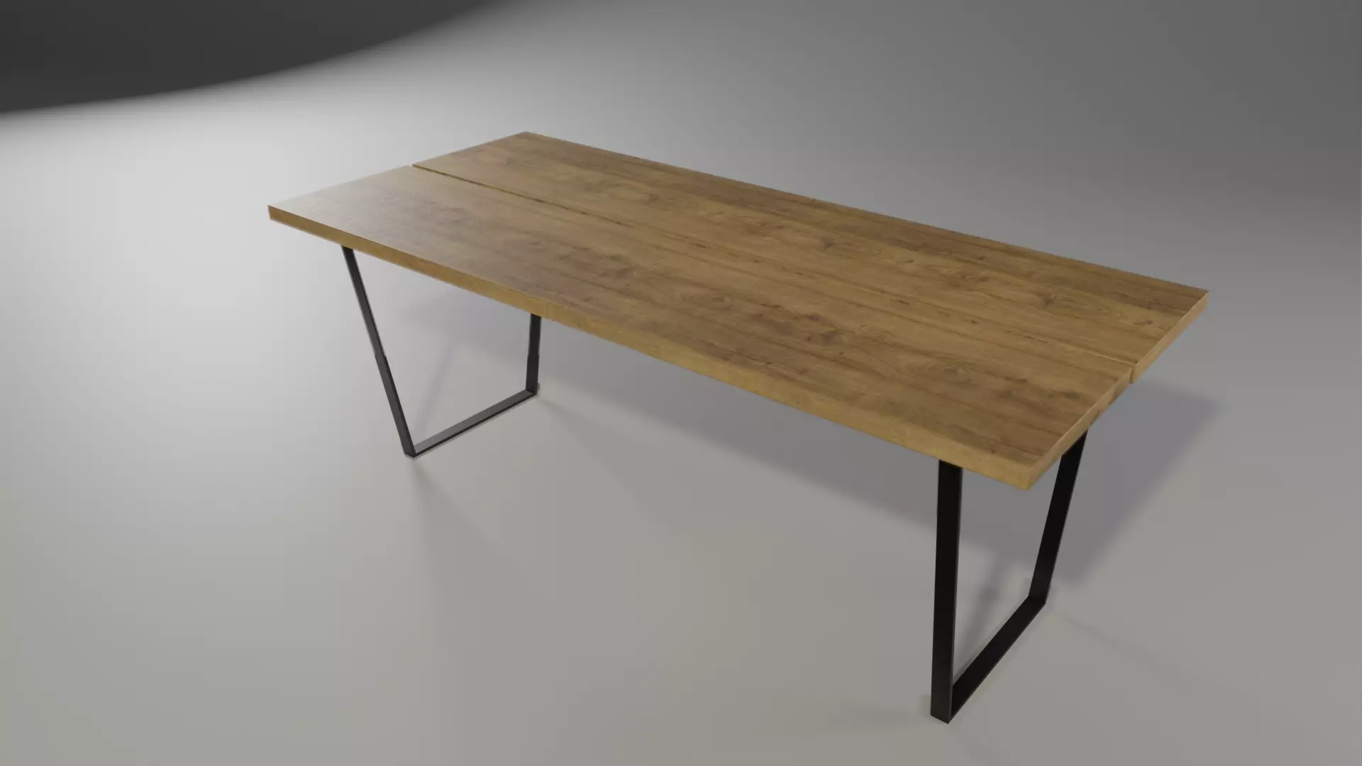 Loft table - oak and metal 3D model_0