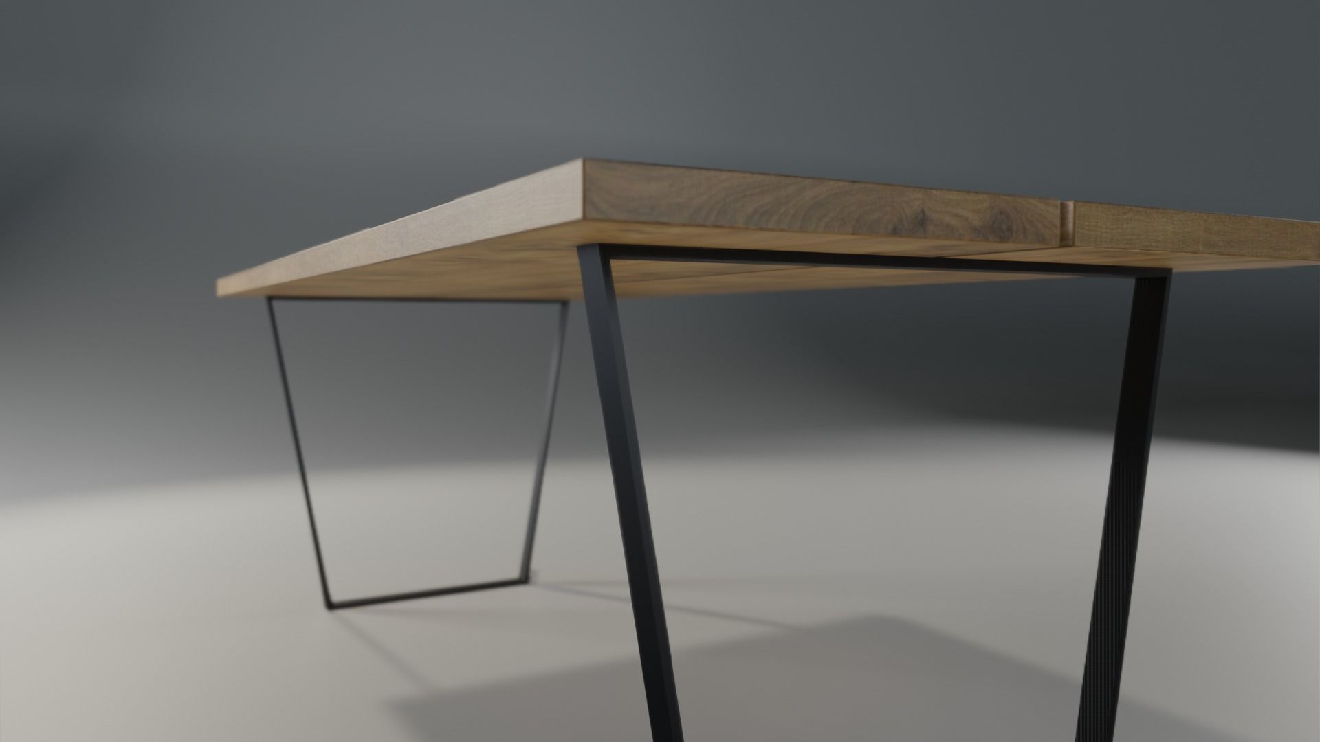 Loft table - oak and metal 3D model_2
