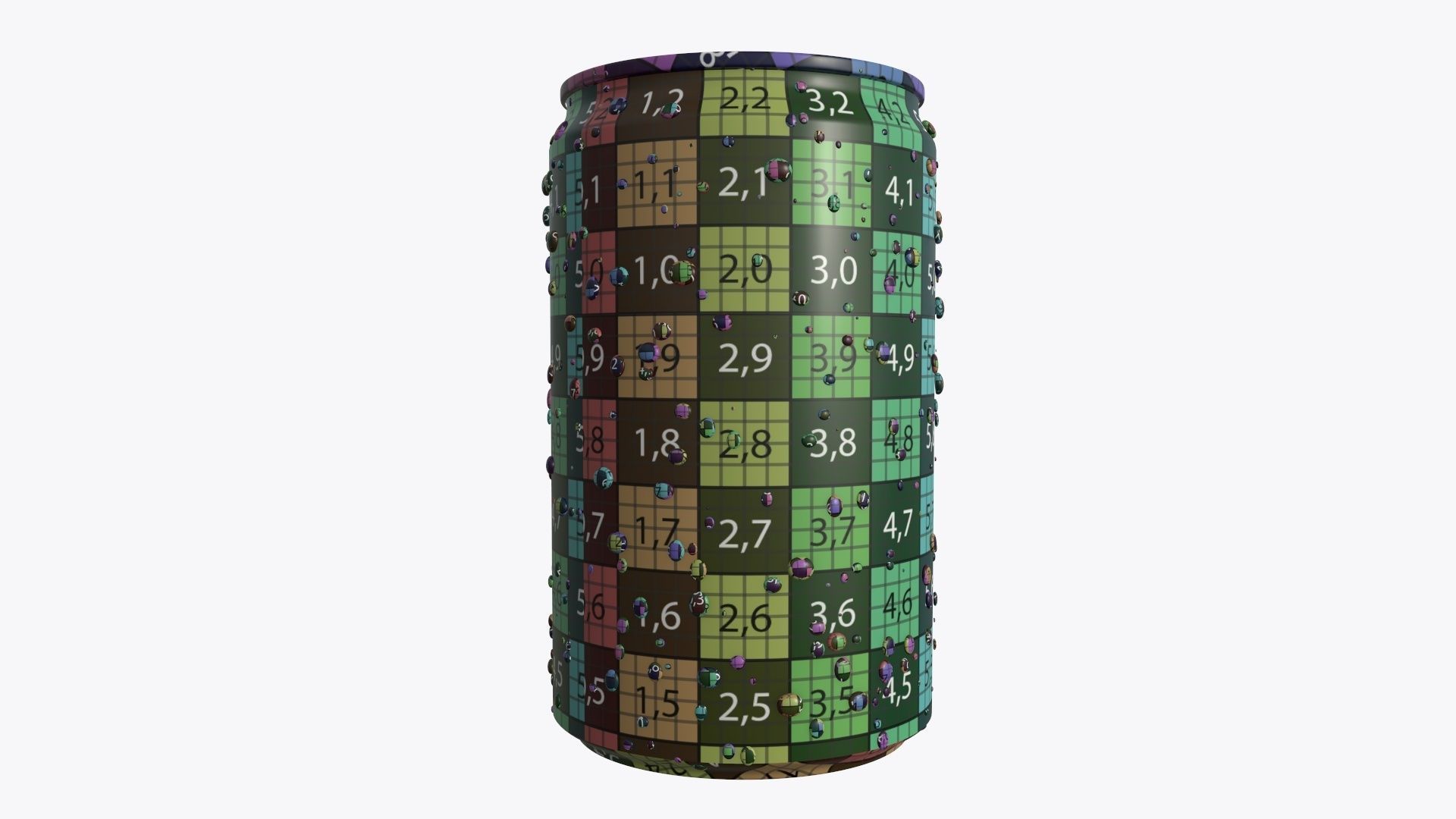 Slim soda energy drink beverage can 150 ml with water drops 3D model_13