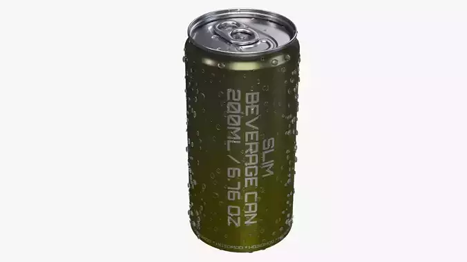 Slim soda energy drink beverage can 200 ml with water drops