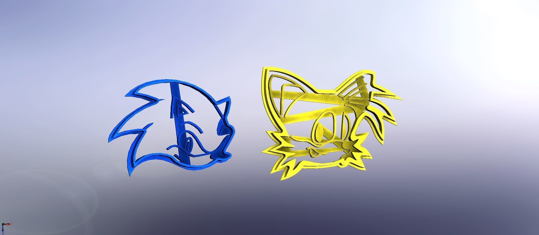 Sonic and fox-Cookie cutters-60 mm 3D print model_0