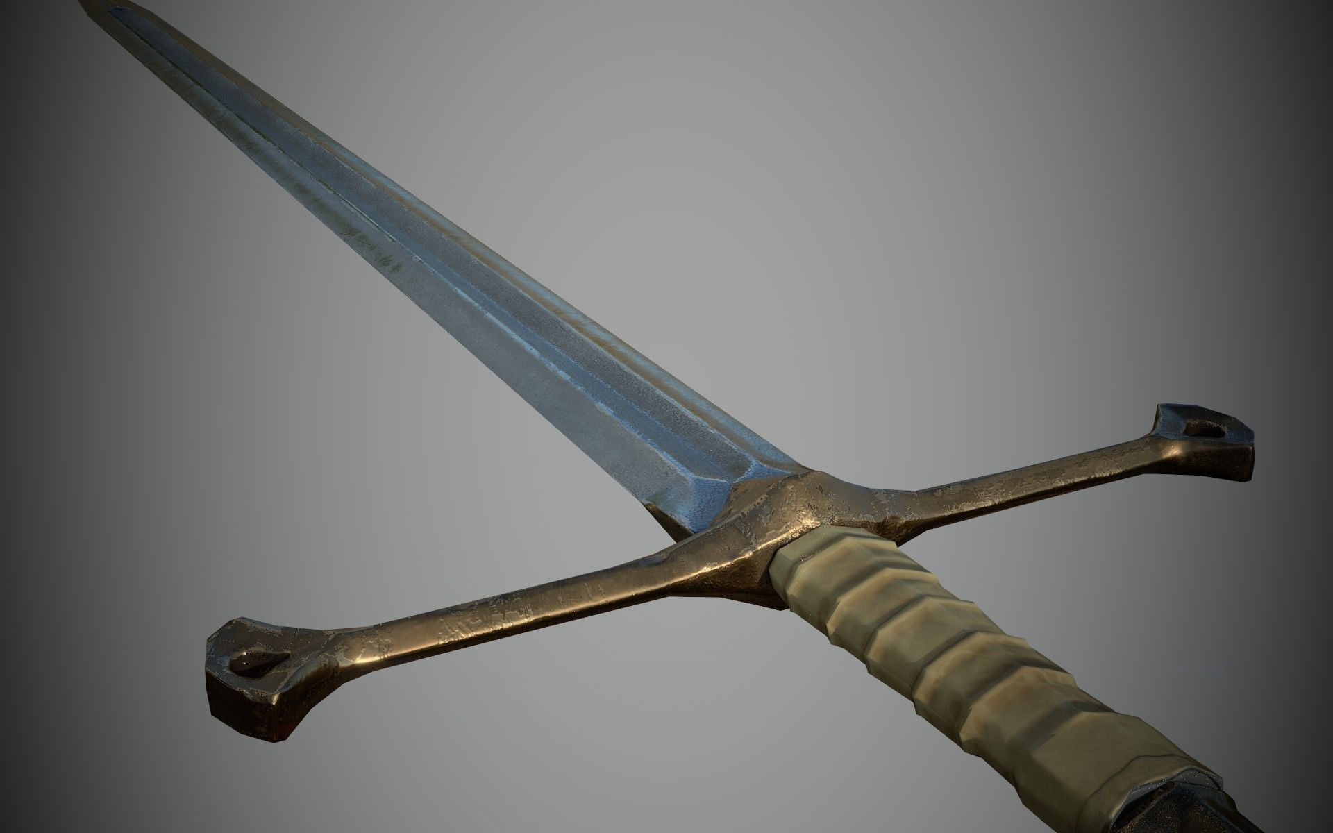 straight sword Low-poly 3D model_4