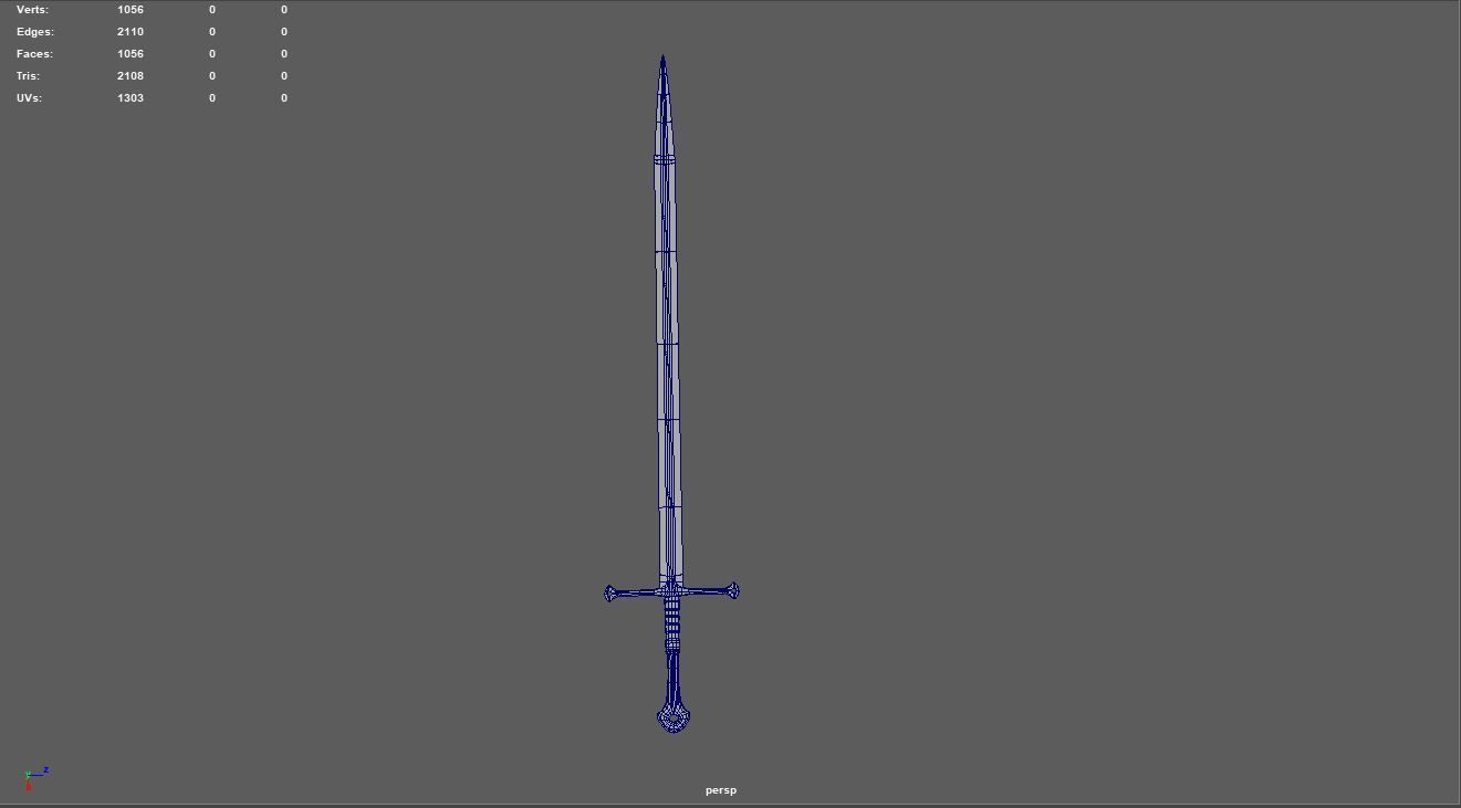 straight sword Low-poly 3D model_11