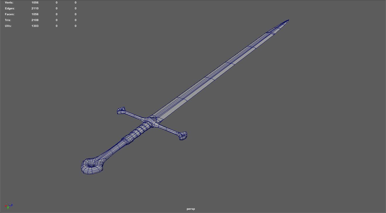 straight sword Low-poly 3D model_13