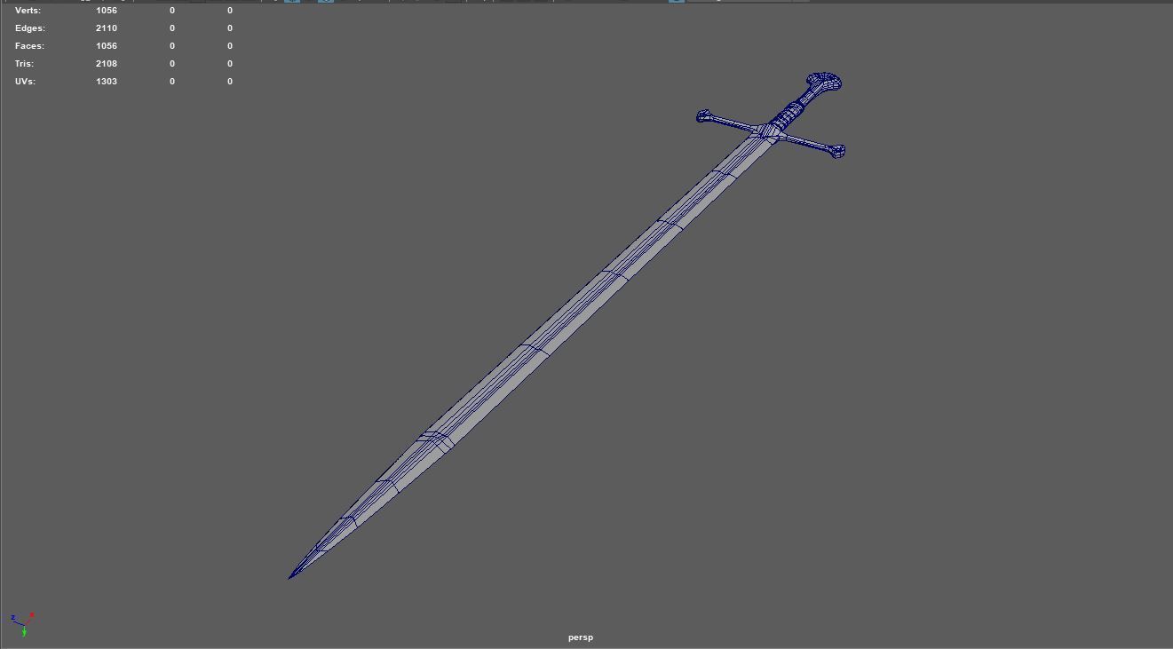 straight sword Low-poly 3D model_14