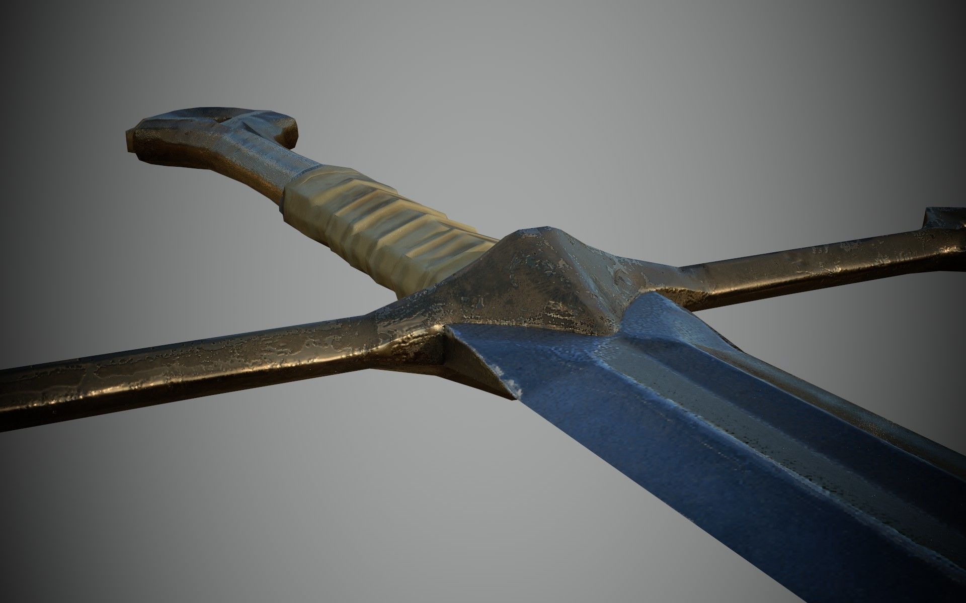 straight sword Low-poly 3D model_10