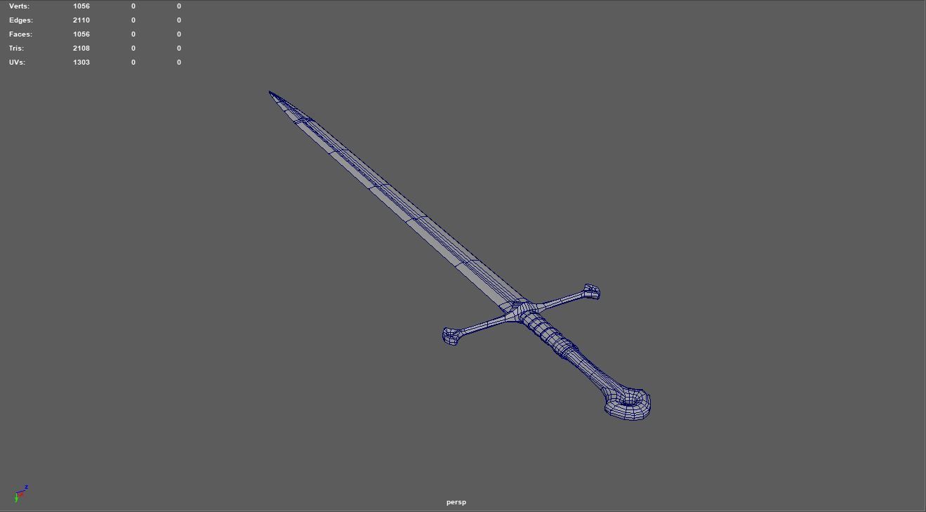 straight sword Low-poly 3D model_12