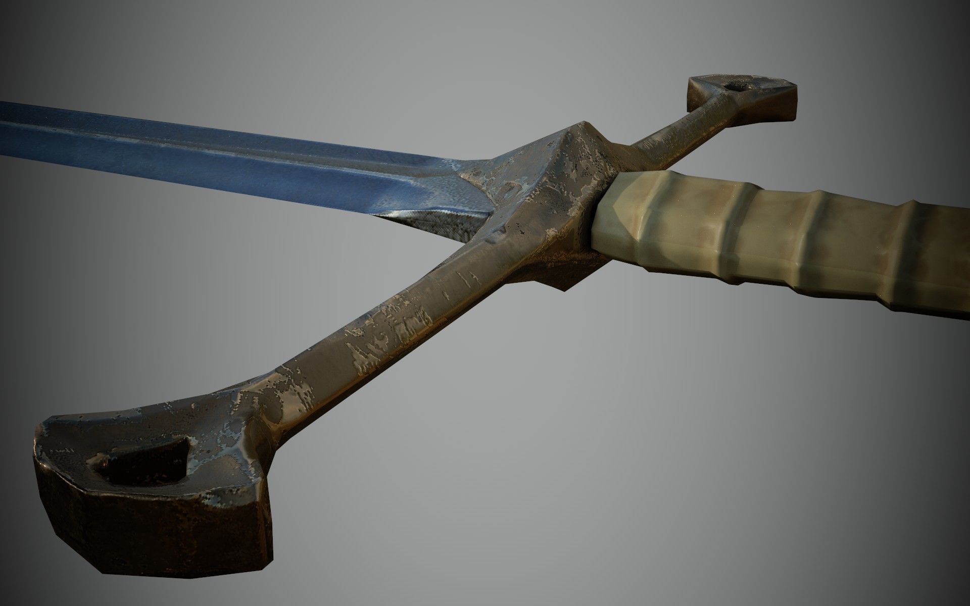 straight sword Low-poly 3D model_8