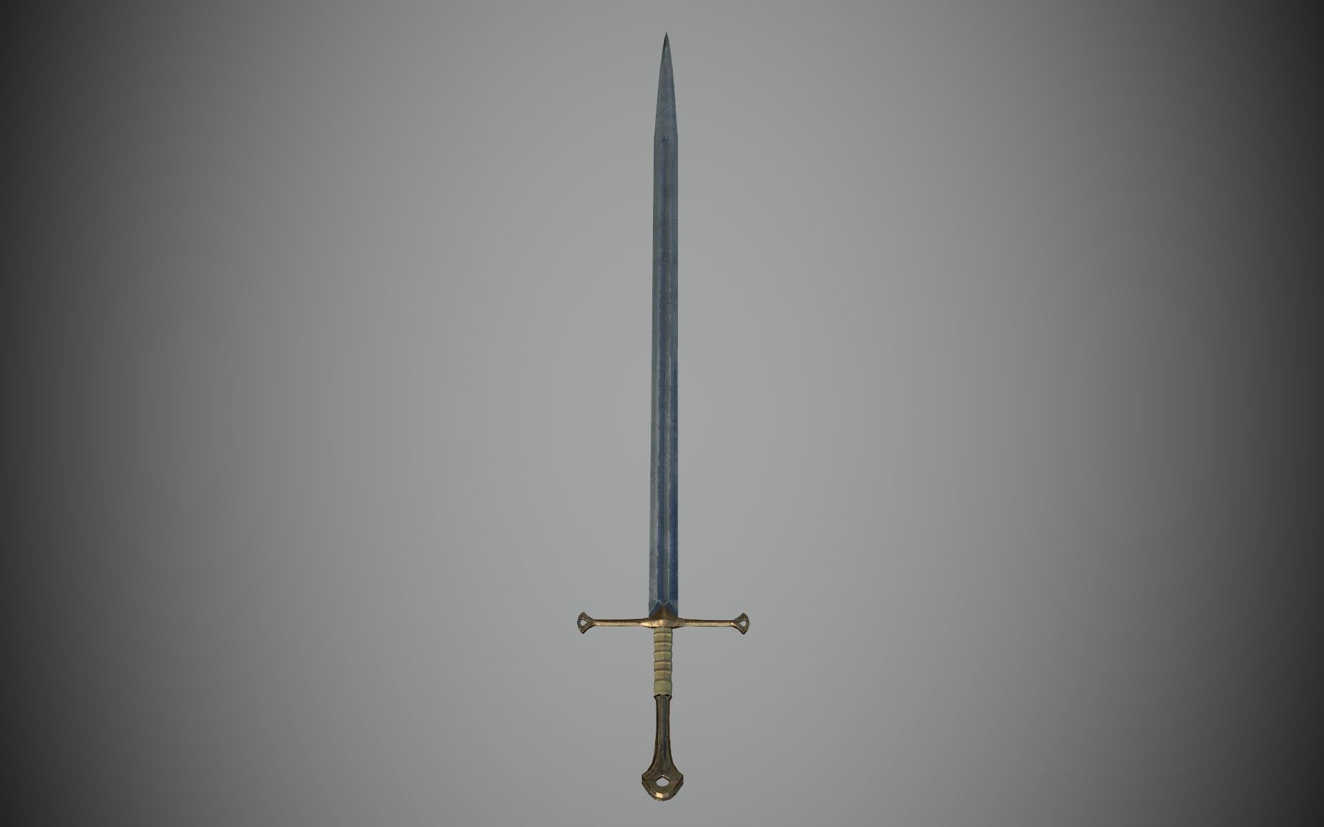 straight sword Low-poly 3D model_2