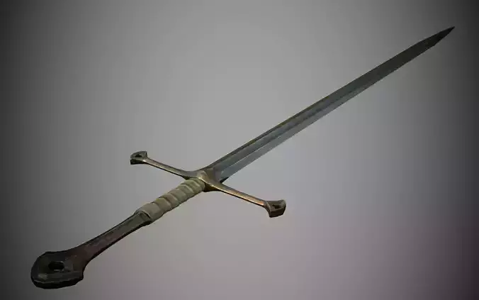 straight sword Low-poly 3D model