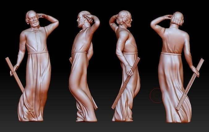 Statue 12 of saint Notre Dame 3D print model 3D print model