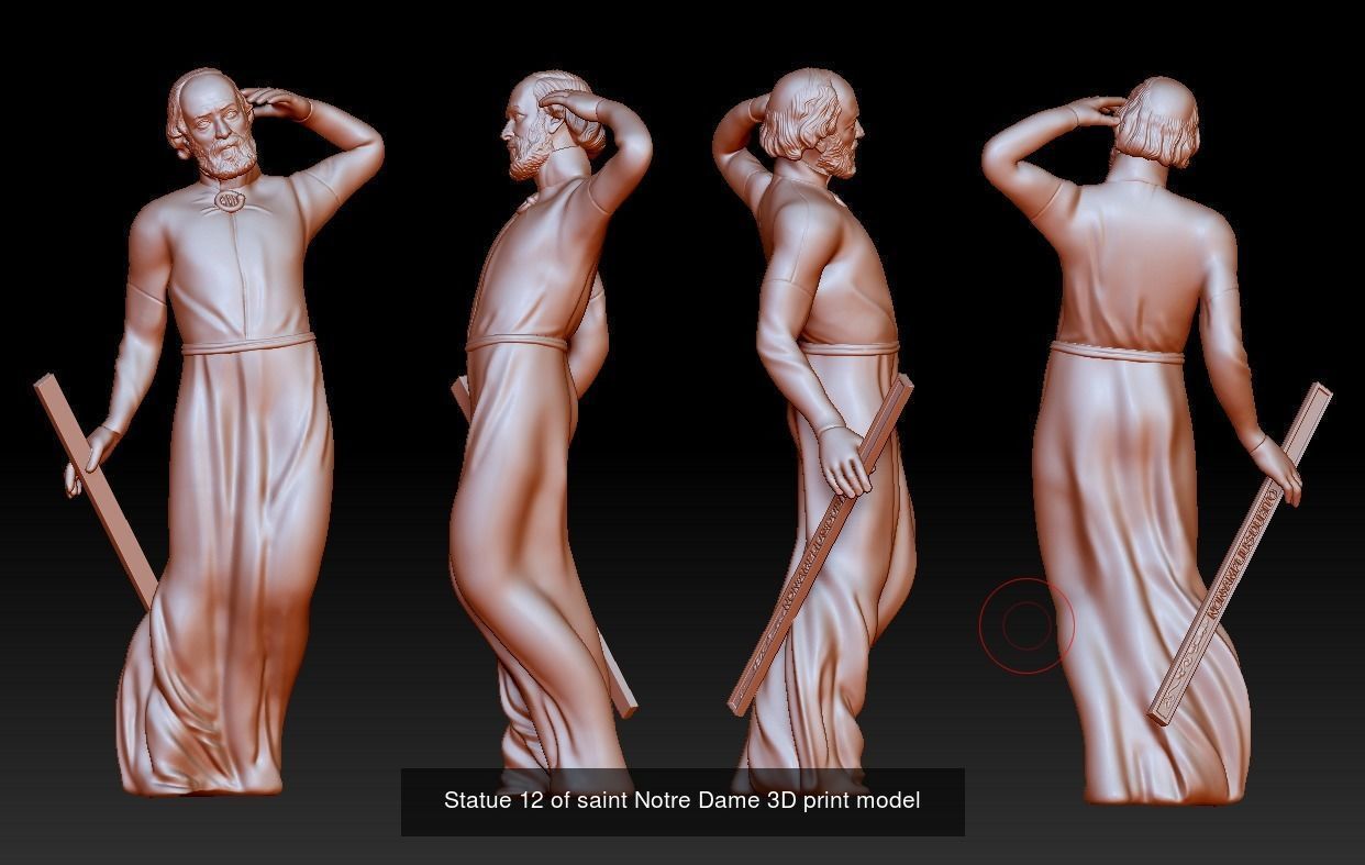 12 statues  of saints Notre Dame 3D Model Collection_13