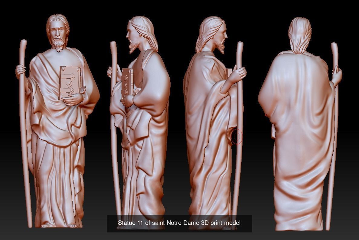 12 statues  of saints Notre Dame 3D Model Collection_12
