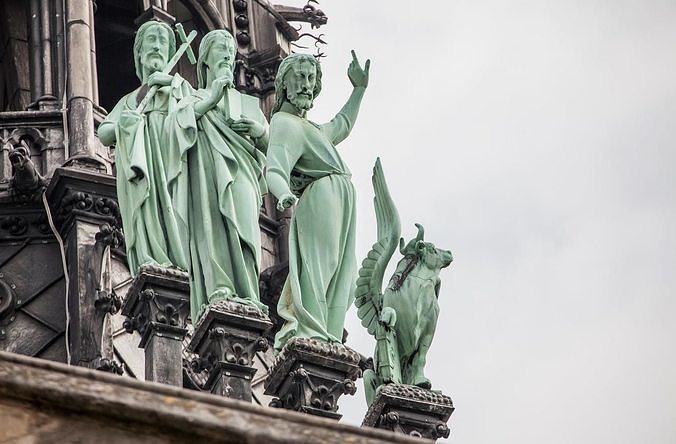 12 statues  of saints Notre Dame 3D Model Collection