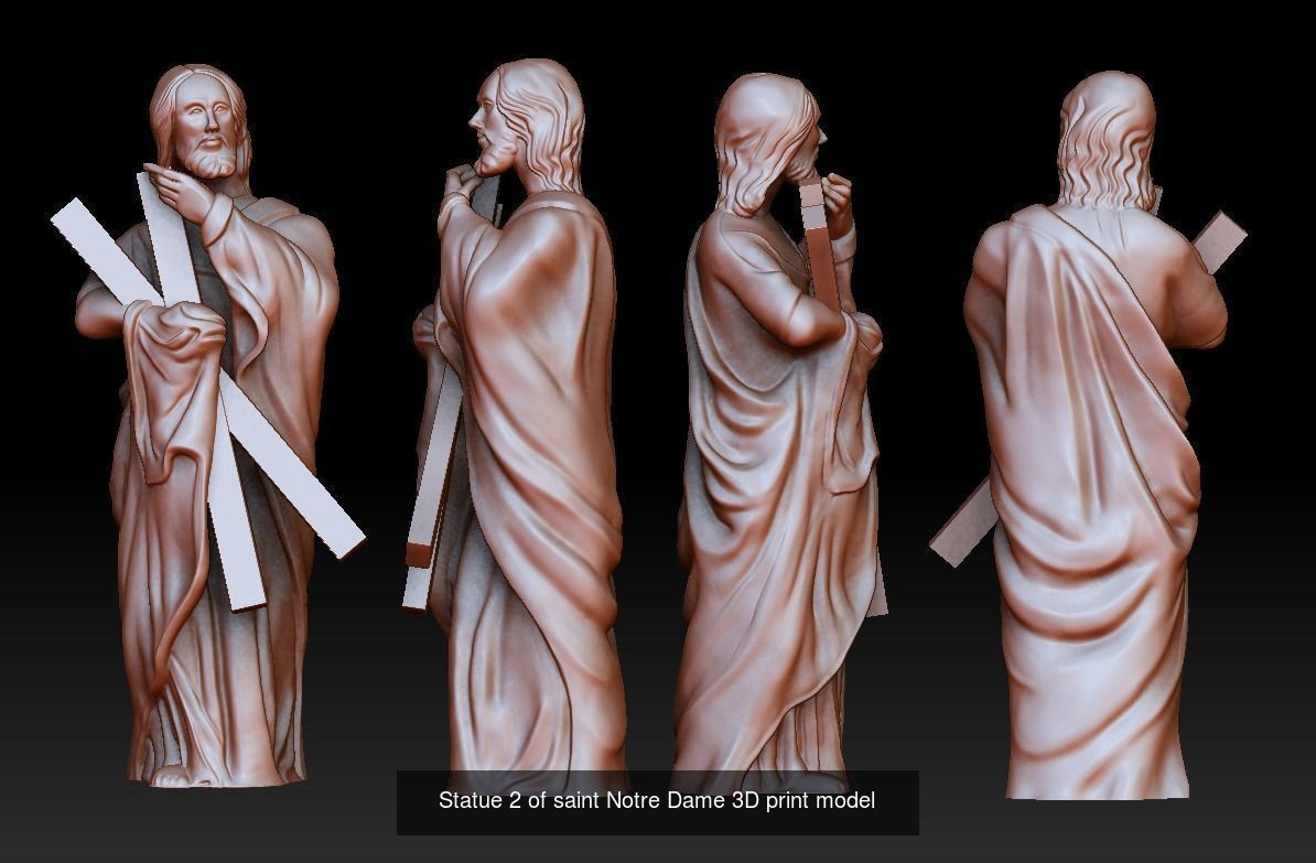 12 statues  of saints Notre Dame 3D Model Collection_3