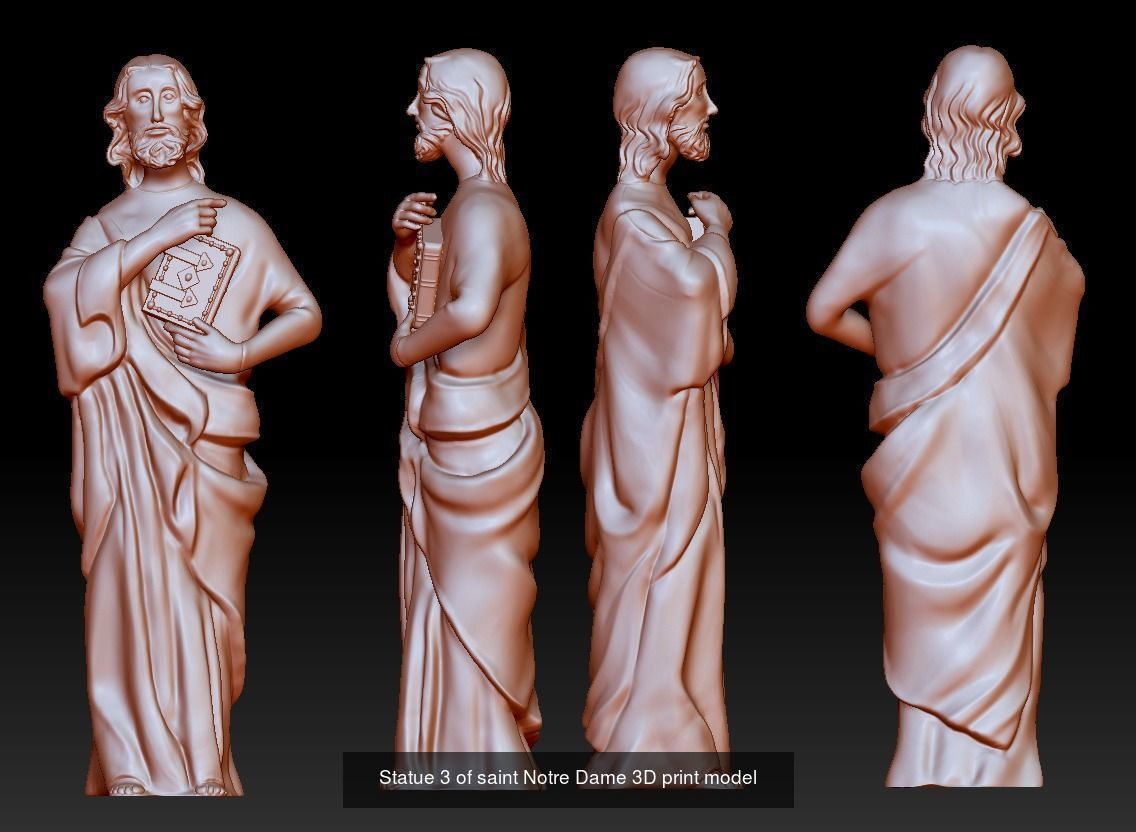 12 statues  of saints Notre Dame 3D Model Collection_4
