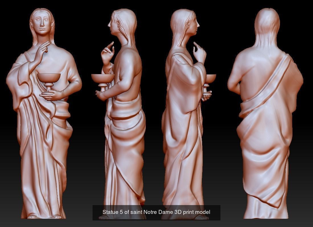 12 statues  of saints Notre Dame 3D Model Collection_6