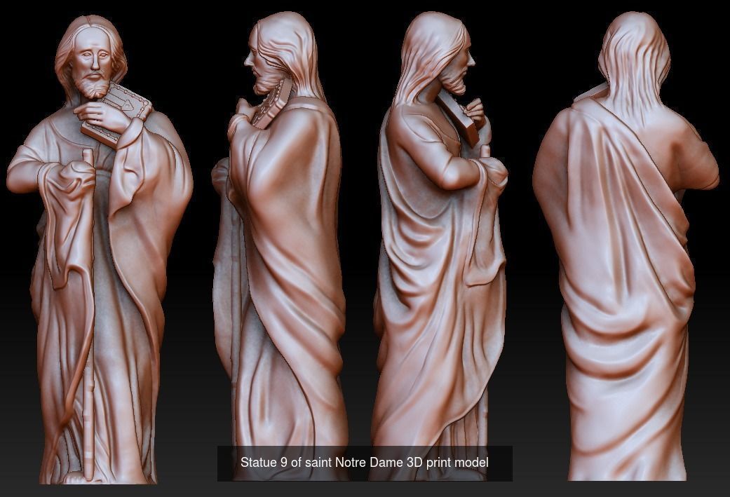 12 statues  of saints Notre Dame 3D Model Collection_10