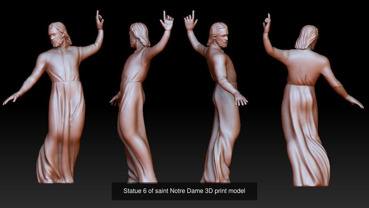 12 statues  of saints Notre Dame 3D Model Collection_7