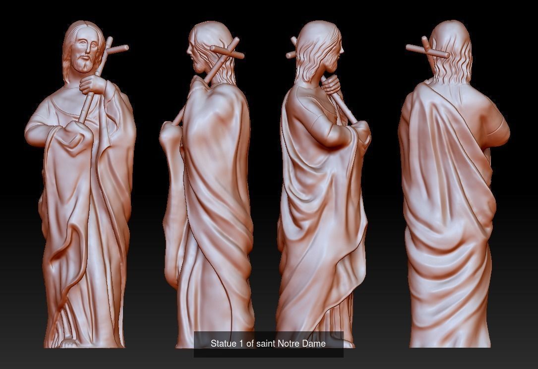 12 statues  of saints Notre Dame 3D Model Collection_2