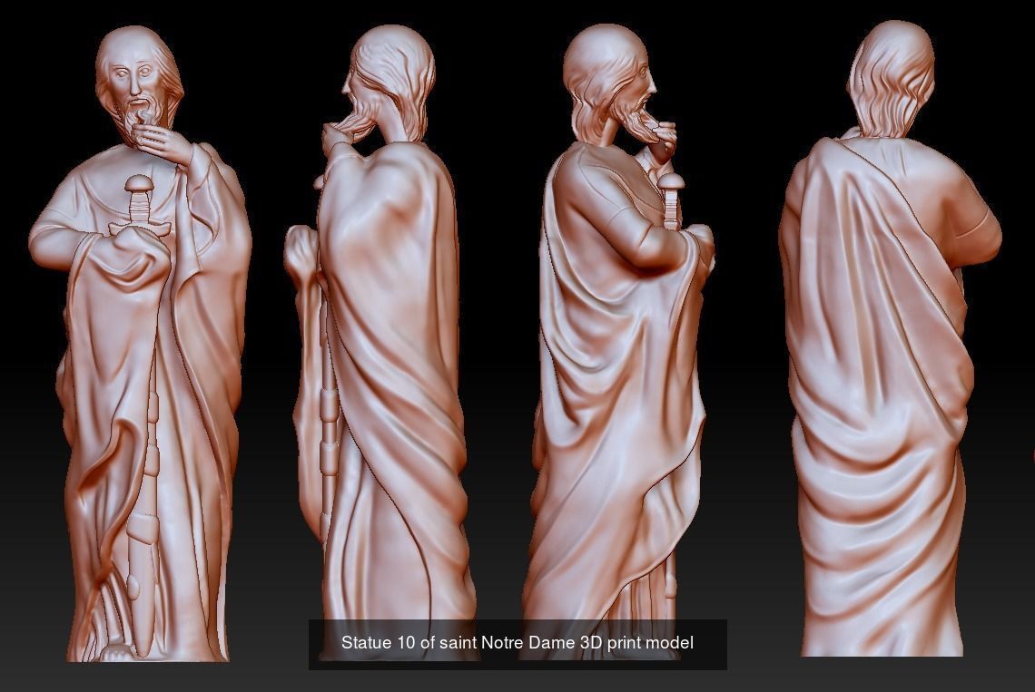 12 statues  of saints Notre Dame 3D Model Collection_11