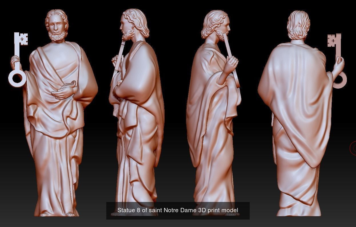12 statues  of saints Notre Dame 3D Model Collection_9