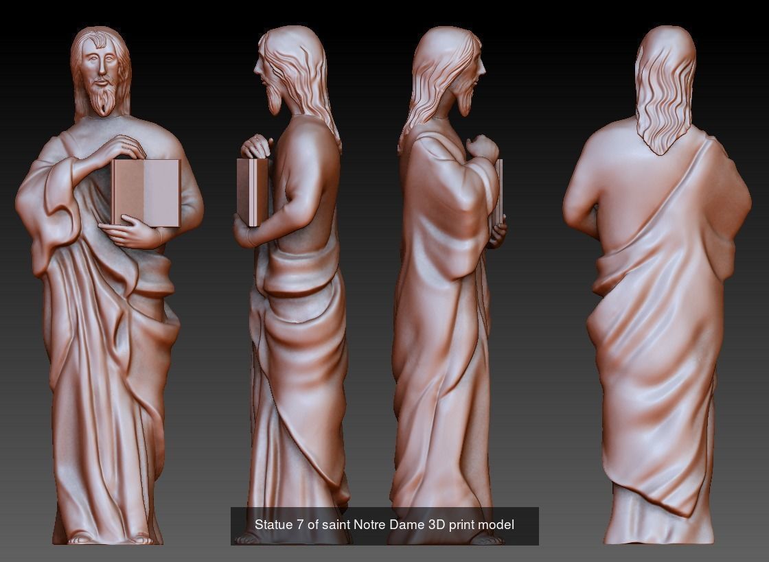 12 statues  of saints Notre Dame 3D Model Collection_8