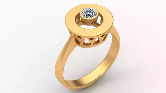 Brand One Stone Diamond Gold Ring