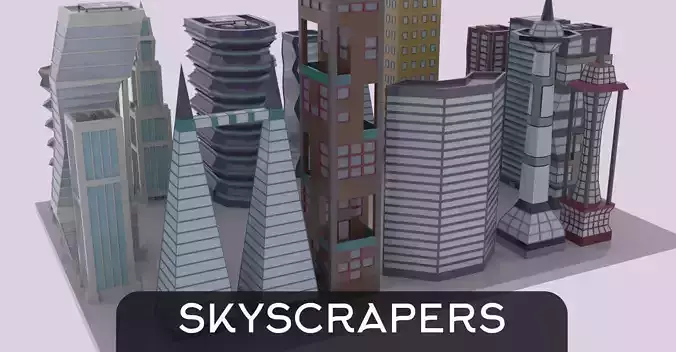 Skyscrapers Pack Lowpoly polygon
