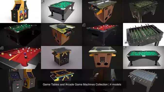 Game Tables and Arcade Game Machines Collection 