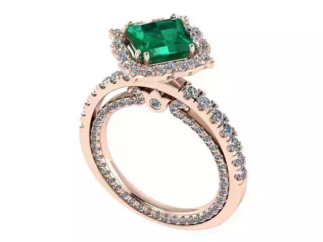 Double Square Emerald Ring