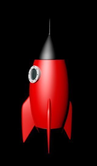 Rocket cartoon  Low-poly 3D model_1