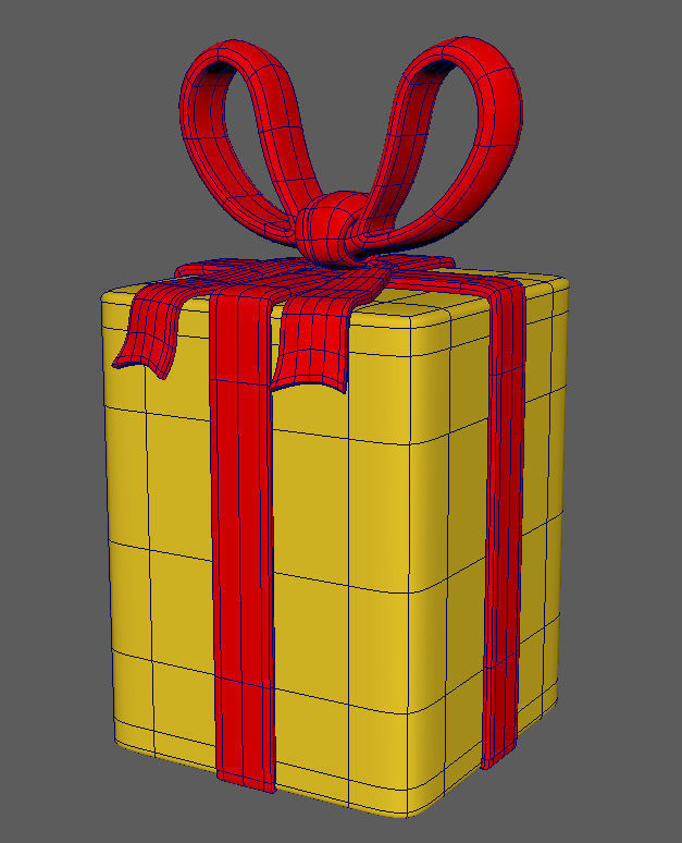 Gift cartoon Low-poly 3D model_4
