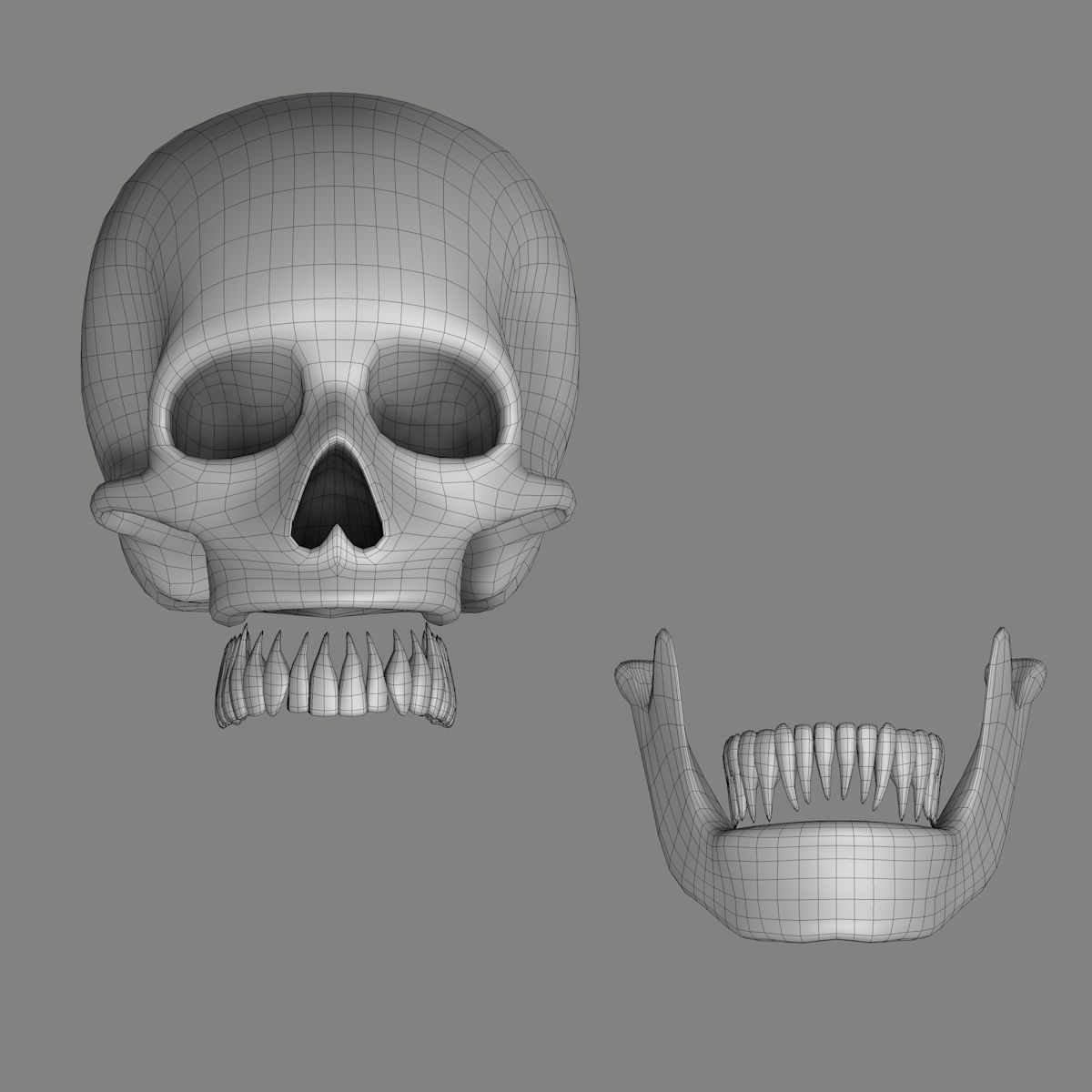 Skull 3d - Human Skull Low-poly 3D model_12
