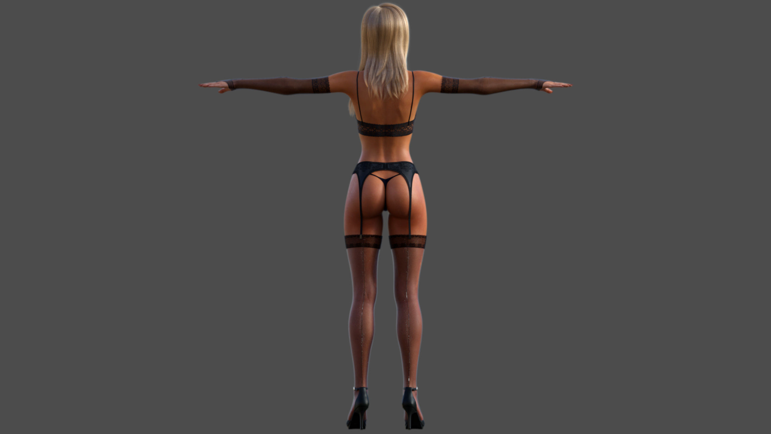 Lingerie Model woman and high heels 3D model_10