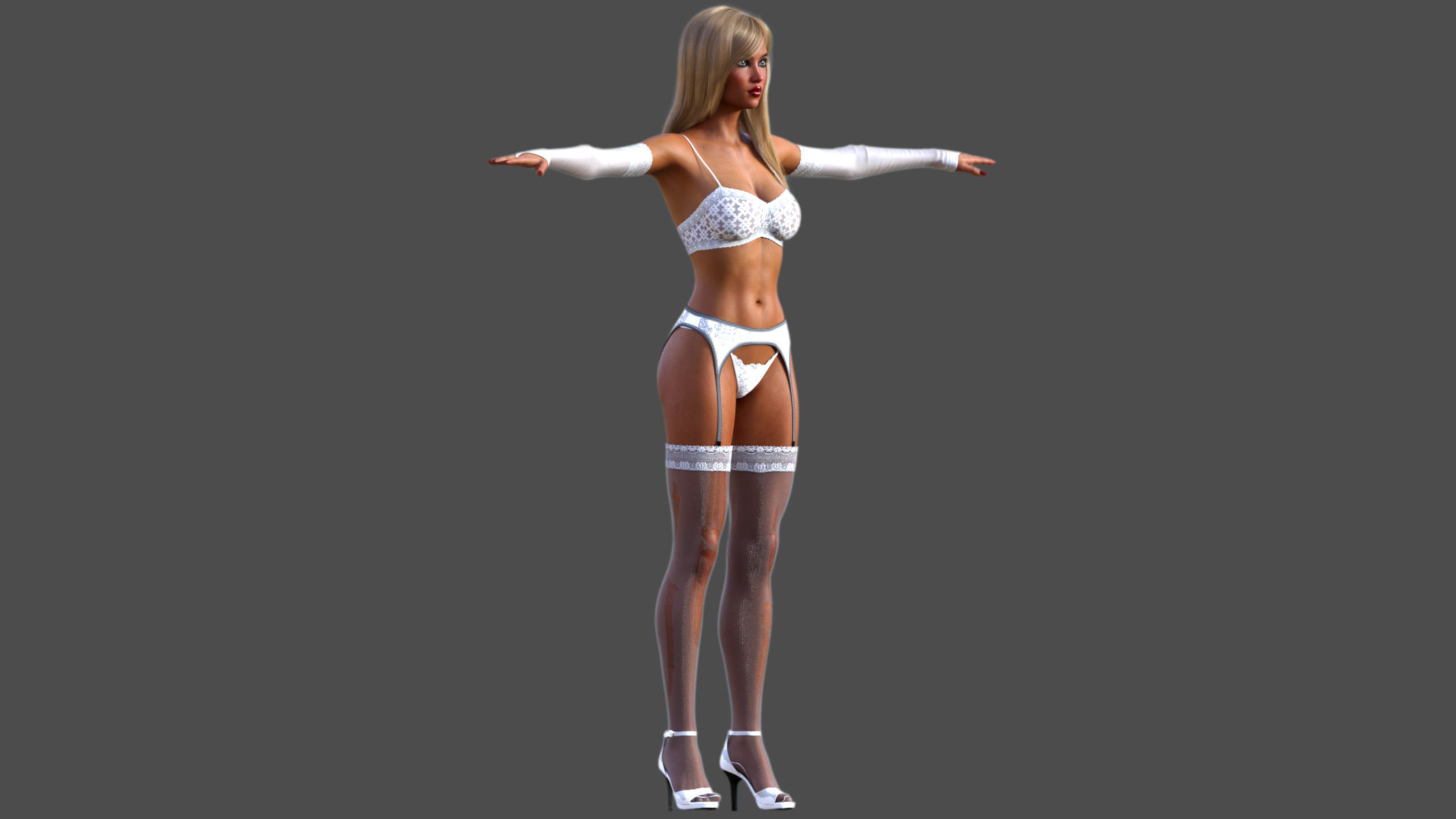 Lingerie Model woman and high heels 3D model_11