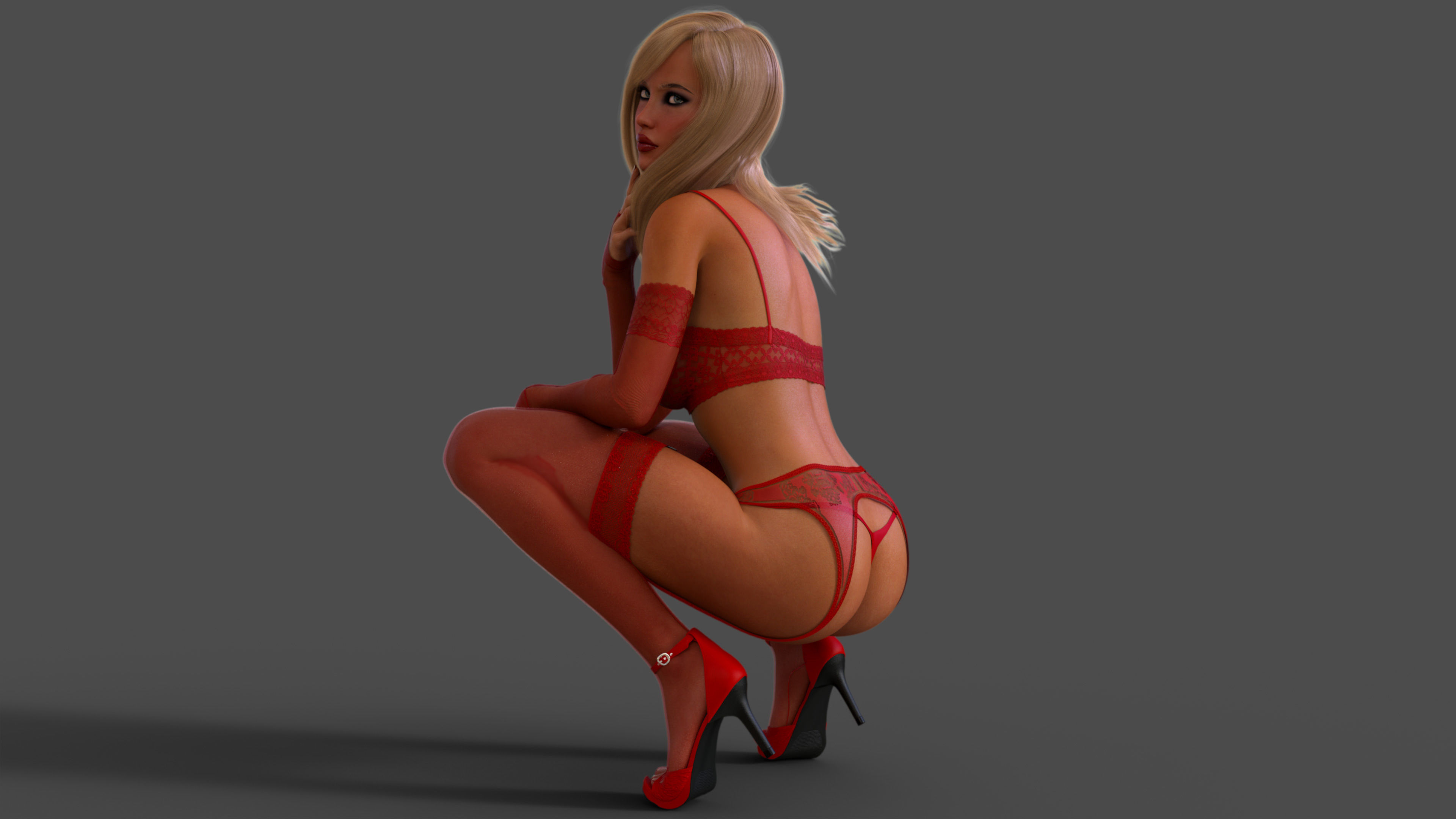 Lingerie Model woman and high heels 3D model_3