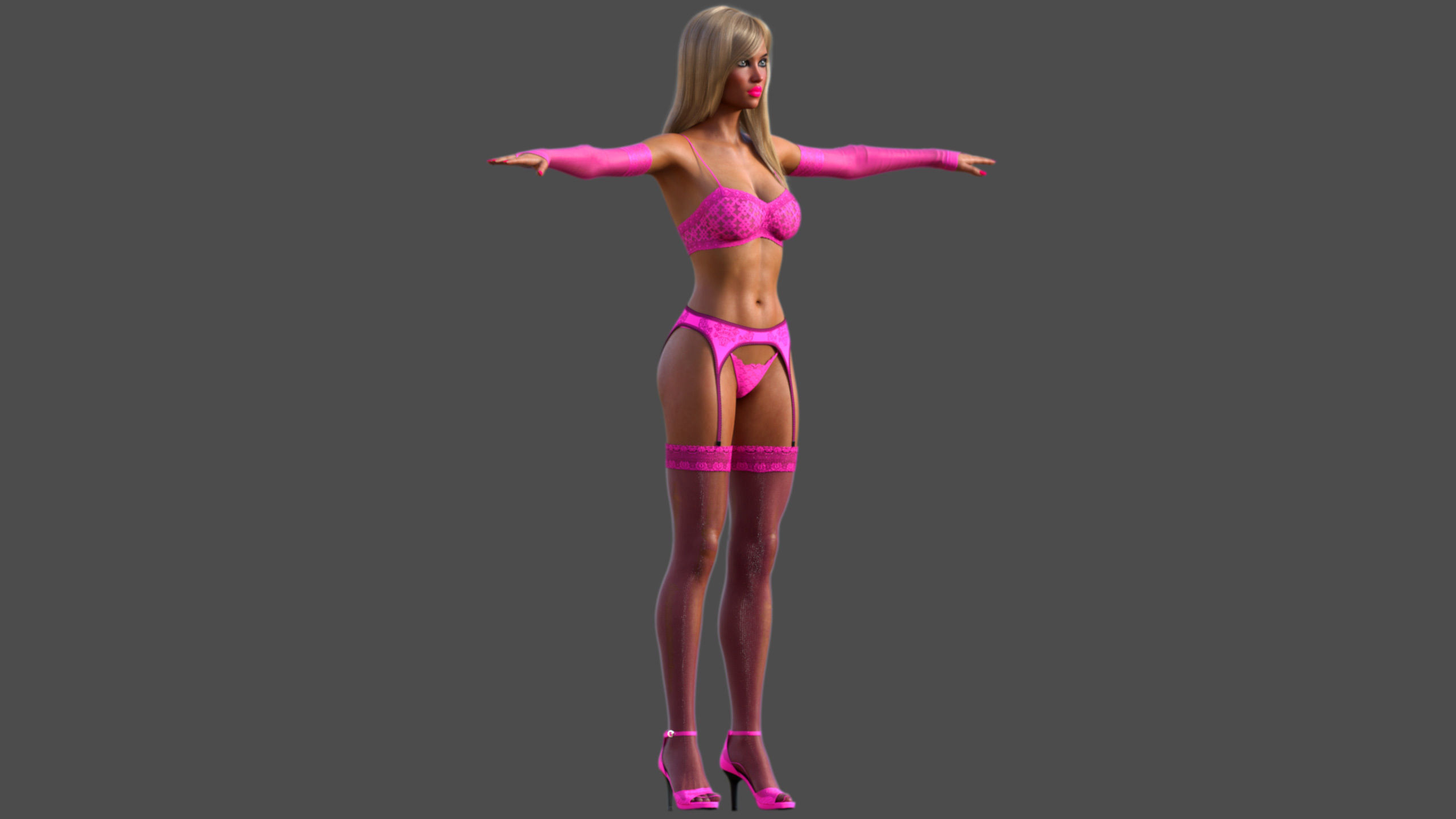 Lingerie Model woman and high heels 3D model_13