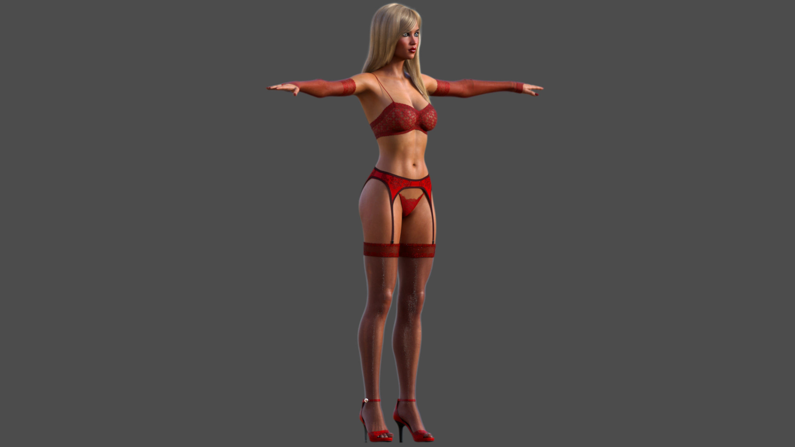 Lingerie Model woman and high heels 3D model_12